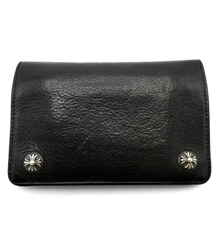 C, D, T, R, W - クロムハーツ CHROME HEARTS 【 2ZIP 】 2ジップ クロス ボタン レザー ウォレット 財布 ブラック 49431 【中古】