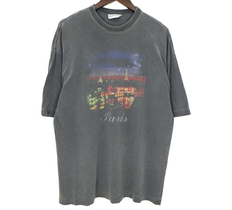 Rakuten - バレンシアガ BALENCIAGA 【 482382 TUK18 Paris Tee 】 パリス プリント Tシャツ グレー サイズXS 49518 【中古】
