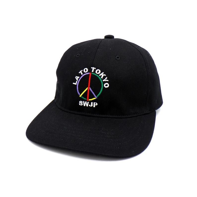 Rakuten - エスダブリュージェーピー SWJP 26SS 【 LA TO TOKYO PEACE CAP SW 26SS 36 】 ロゴ 刺繍 デザイン ベースボール キャップ　ブラック　49633【中古】