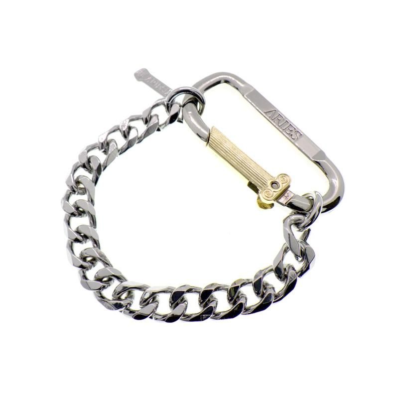 Other , Materials - アリーズ Aries 【 MINI CARABINER CHAIN BRACELET AR90264 04 】 ミニ カラビナ チェーン ブレスレット　シルバー×ゴールド　49622【中古】