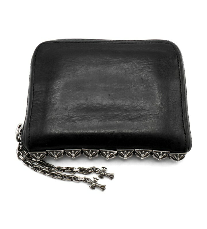Rakuten - クロムハーツ CHROME HEARTS 【 3 SIDE ZIP 】 3サイド ジップ サイド ピラミッド スタッズ レザー ウォレット 財布　ブラック×シルバー　50120【中古】