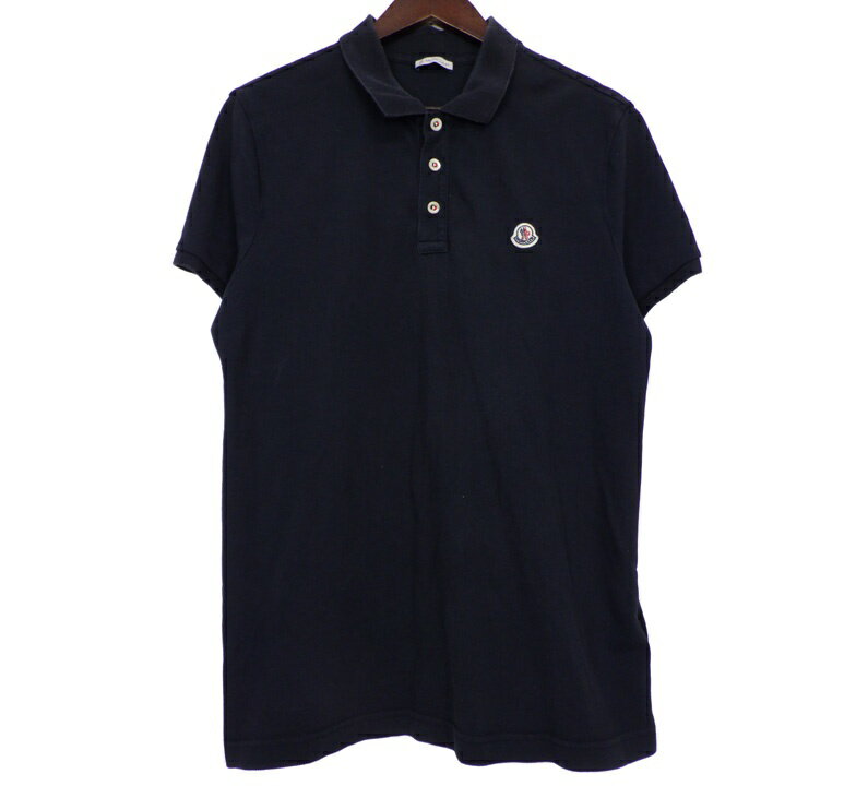 モンクレール MONCLER 【 MAGLIA POLO MANICA CORTA F10918A70700 84556 】 フロント ロゴ 半袖 ポロシャツ ネイビー サイズXL f31249【中古】