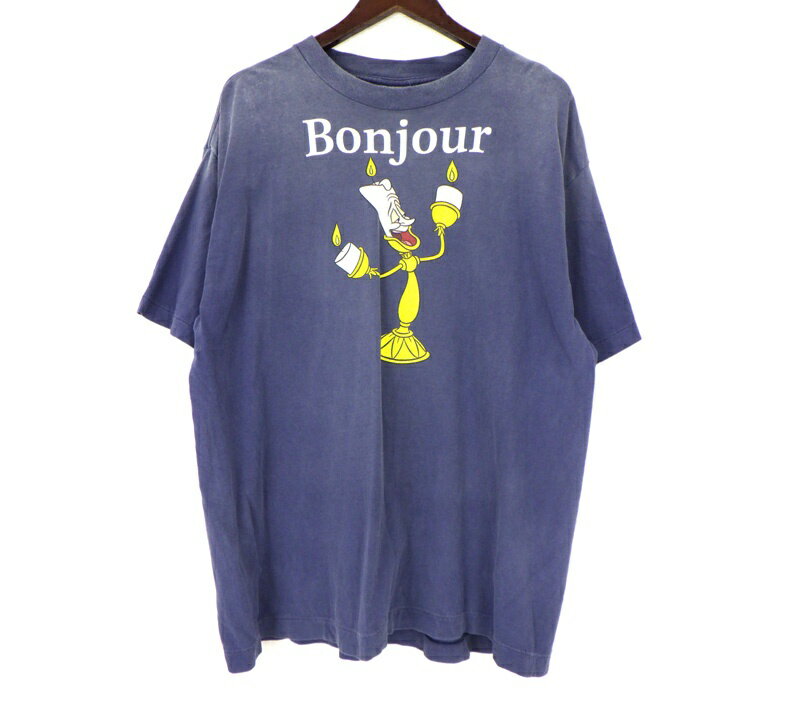 Rakuten - セントマイケル SAINT MICHAEL × ディズニー Disney 25AW 【 SS TEE BONJOUR SM HR1 0000 C87 】 ヴィンテージ加工 プリント 半袖 Tシャツ ネイビー サイズXL 50551 【中古】