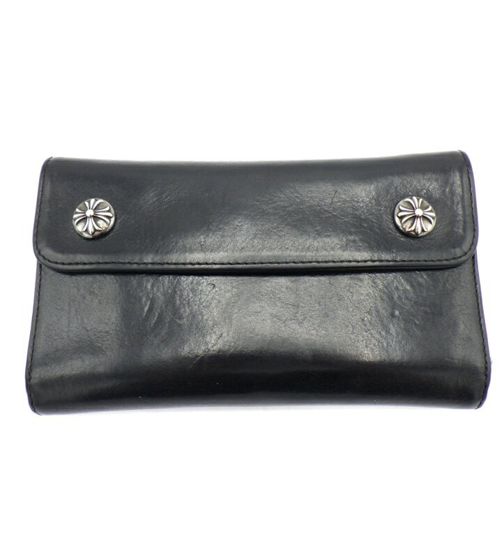 クロムハーツ CHROME HEARTS  ウェーブ クロスボール レザー ウォレット 長財布 ブラック 50564 
