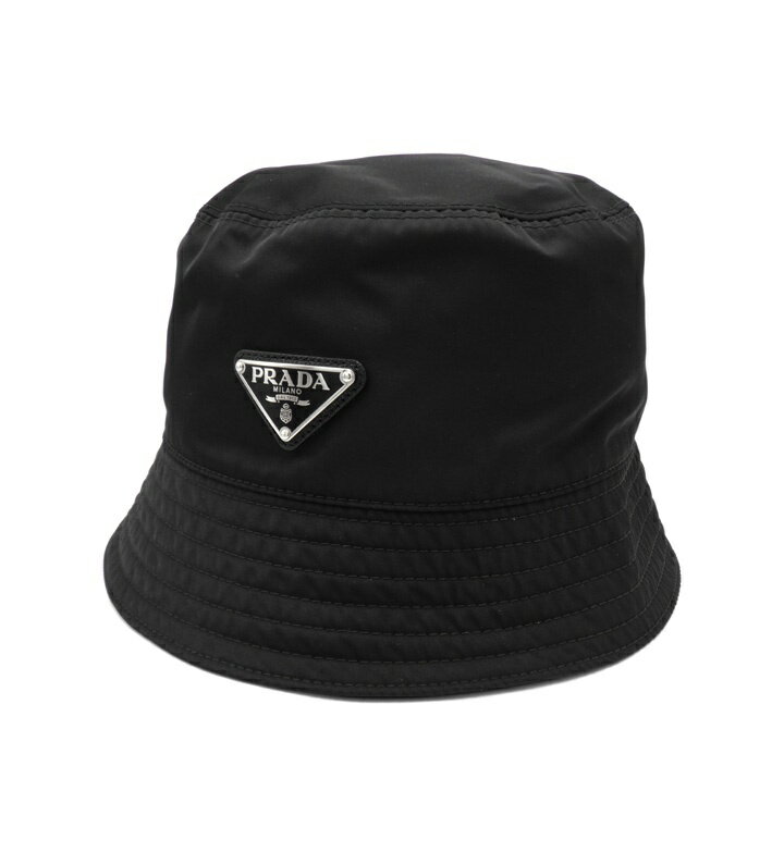 Rakuten - プラダ PRADA 【 2HC137 2DMI 】 リナイロン 三角プレート ロゴ バケットハット 帽子 ブラック 50617 【中古】