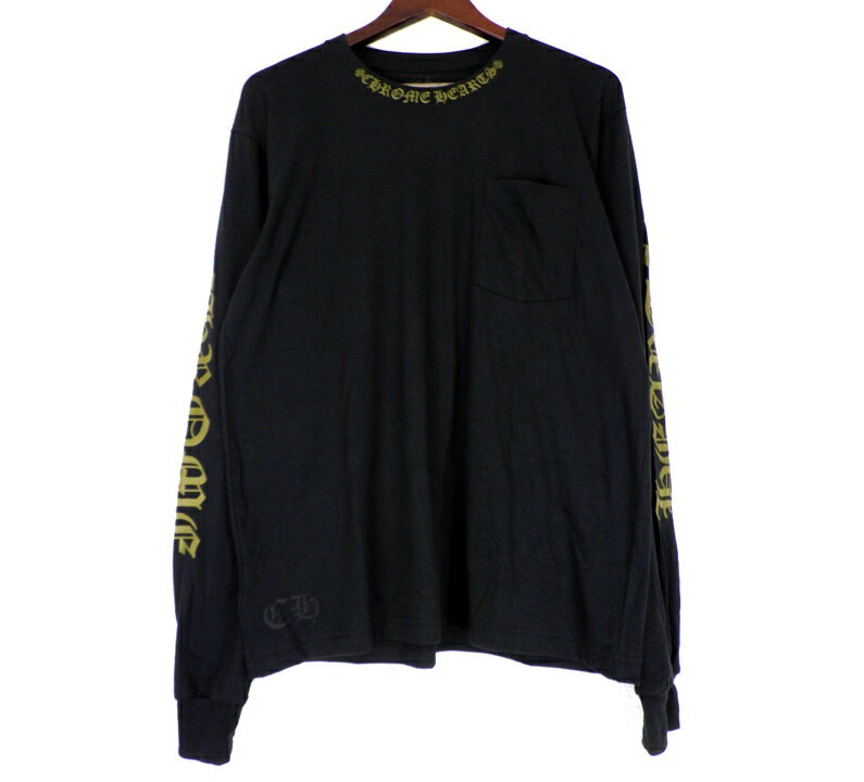 Rakuten - クロムハーツ CHROME HEARTS 【 Neck Logo LS TEE 】 ネックロゴ 袖英字 長袖 ロング スリーブ カットソー　ブラック　サイズL　w27113【中古】