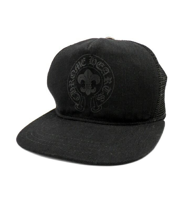 Rakuten - クロムハーツ CHROME HEARTS 【 BS FLARE SCROLL LABEL CAP 】 デニム トラッカー キャップ　ブラック　50637【中古】