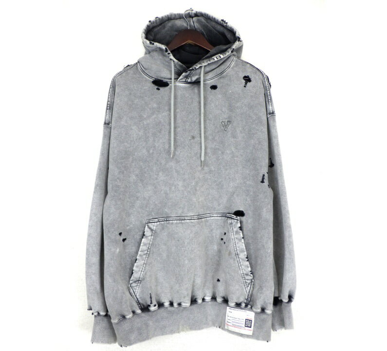 Rakuten - メゾン ミハラヤスヒロ Maison MIHARA YASUHIRO 【 B15HD571 】 ダメージ加工 フーディ パーカー グレー サイズ36 w27143 【中古】