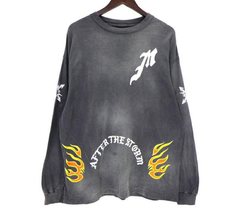 Rakuten - セントマイケル SAINT MICHAEL 24SS 【 L/S TEE SM YS8 0000 015 】 ヴィンテージ 加工 フレイムド グラフィック プリント ロングスリーブ カットソー ウォッシュブラック サイズXL n11241【中古】