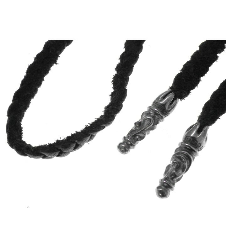Rakuten - クロムハーツ CHROME HEARTS 【 LEATHER BRAID 】 レザー ブレード スクロールチップ ネックレス ブラック×シルバー 50744 【中古】