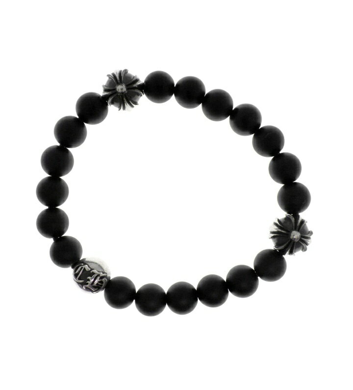 Rakuten - クロムハーツ CHROME HEARTS 【 8mm BEAD 】 ビーズ ブレスレット ブラック×シルバー サイズ7 w27173 【中古】