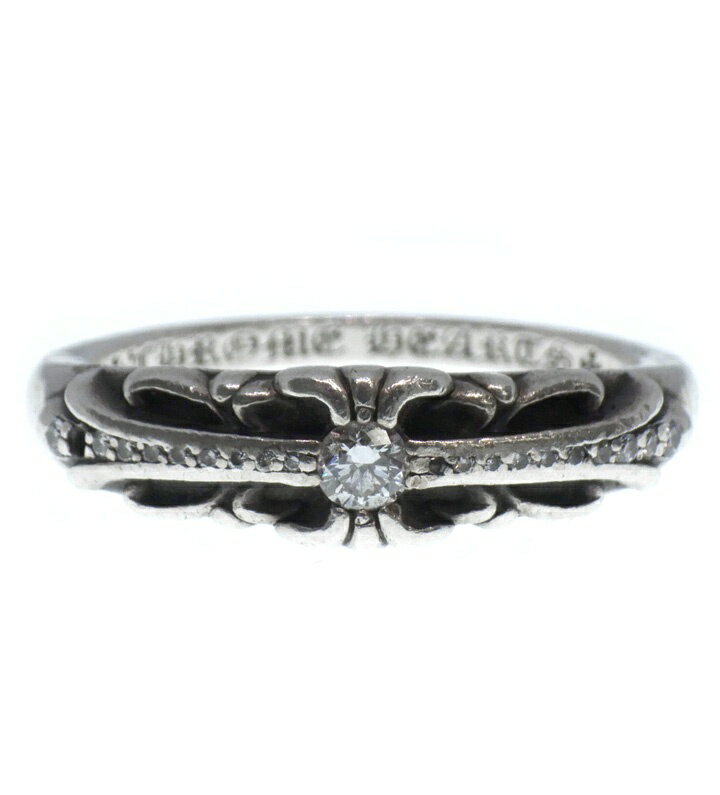 Rakuten - クロムハーツ CHROME HEARTS 【 BABY CLSC P D 】 ベイビー クラシック フローラル クロス パヴェ ダイヤ シルバー リング サイズ23号 w27174 【中古】