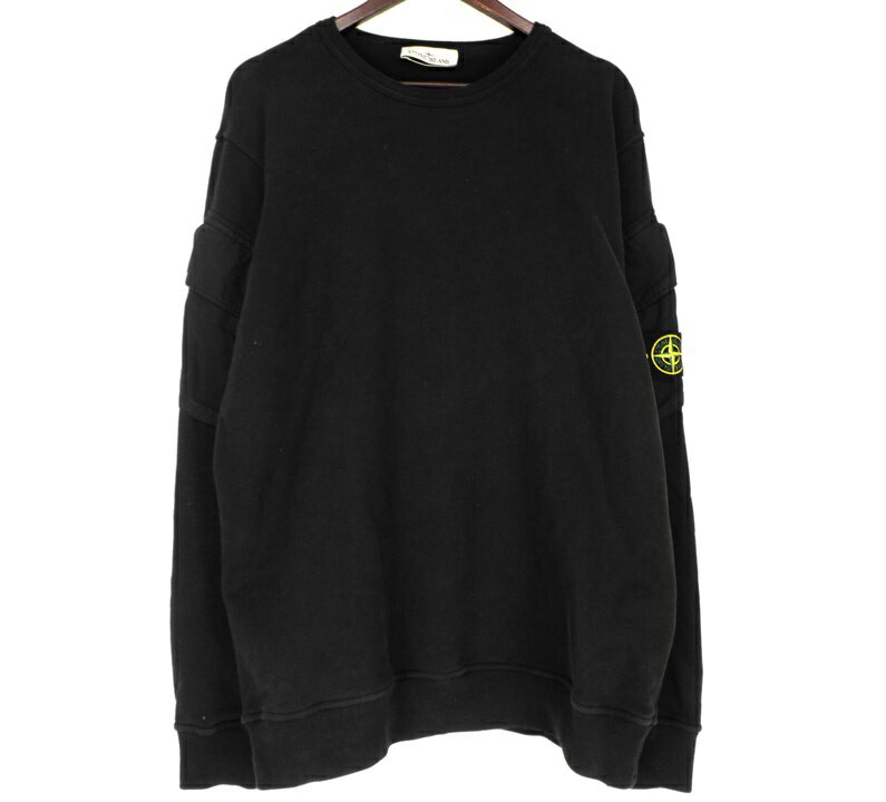 Rakuten - ストーンアイランド STONE ISLAND 【 BRUSHED ORGANIC COTTON FLEECE K2S156100008S0A20 】 オーガニック コットン ロゴ ワッペン クルーネック スウェット トレーナー ブラック サイズXL w27153【中古】