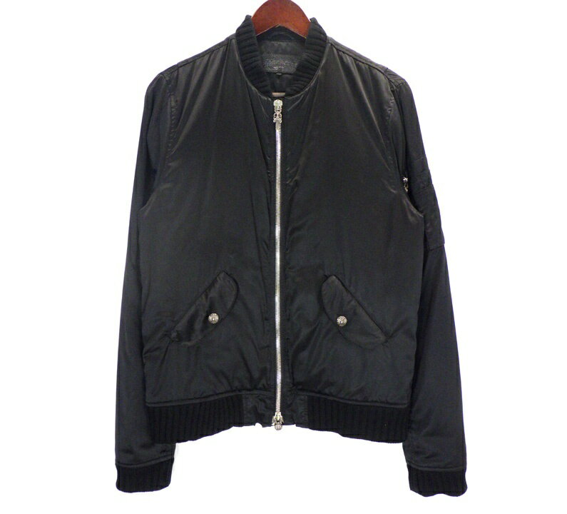 Rakuten - クロムハーツ CHROME HEARTS 【 UNCLESLAM V2 】 MA1 ダガー クロスボール ジップアップ ボンバー ナイロン ブルゾン　ブラック　サイズM　h8216【中古】