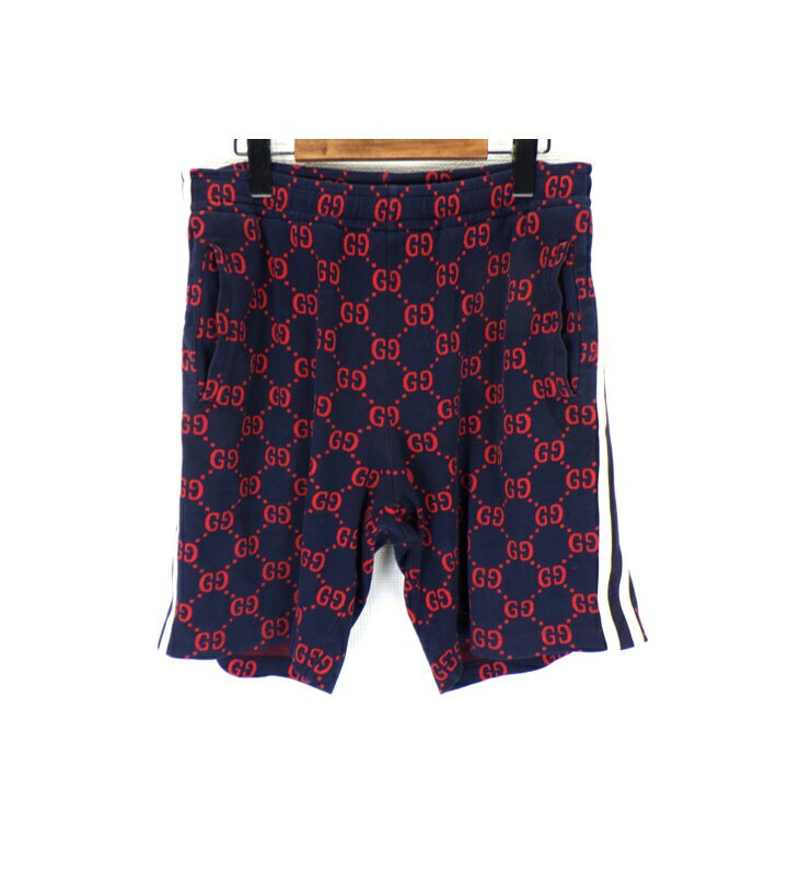 gucci///////////////\\\' - グッチ GUCCI 【 474632 】 GGジャガード ハーフ パンツ ショーツ ネイビー×レッド サイズL 50764 【中古】