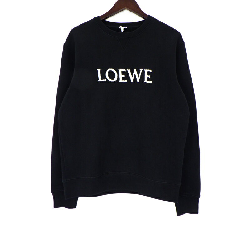 Rakuten - ロエベ LOEWE 【 H526Y24J26 】 ロゴ刺繍 クルーネック スウェット トレーナー ブラック サイズM 50772 【中古】
