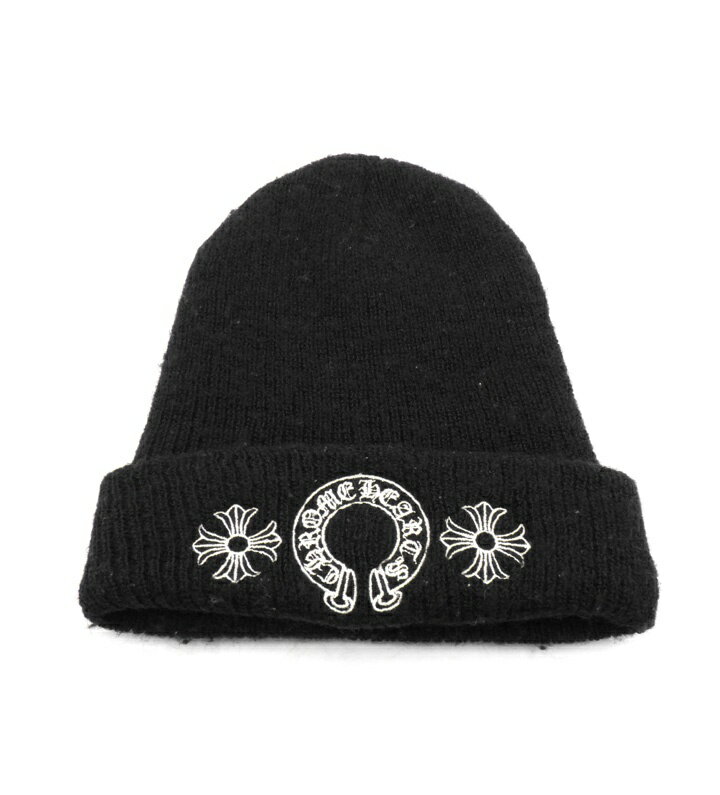 Rakuten - クロムハーツ CHROME HEARTS 【 WOOL WATCH CAP 】 ホースシュー CH プラス 刺繍 ニット キャップ ビーニー ブラック 50793【中古】