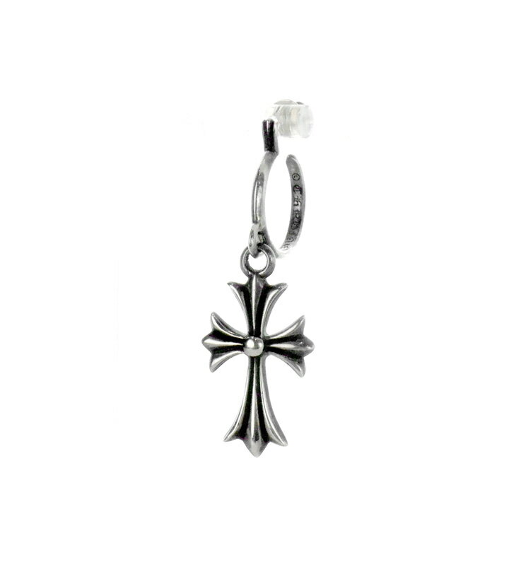 Rakuten - クロムハーツ CHROME HEARTS 【 TINY CH CROSS 】 タイニー CH クロス フープ シルバー ピアス　シルバー　n11146【中古】