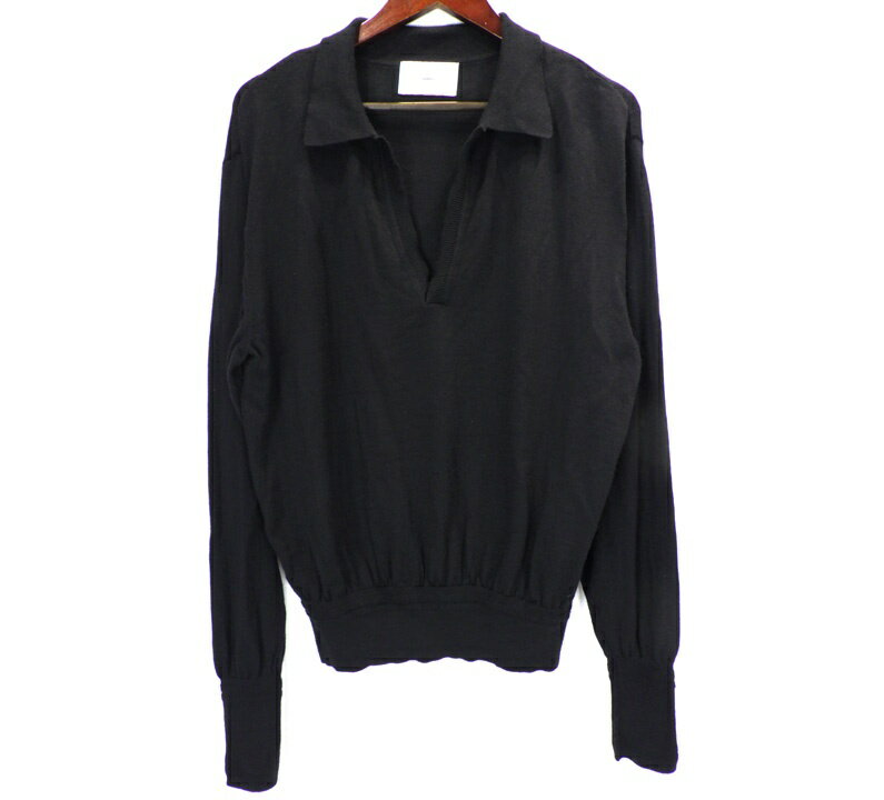 シュガーヒル SUGARHILL  ウール ニット ロングスリーブ 長袖 ポロ シャツ ブラック サイズ2 n11288
