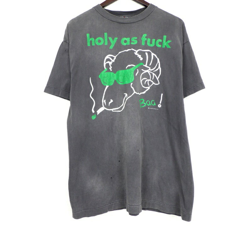 セントマイケル SAINT MICHAEL  ヴィンテージ加工 プリント 半袖 Tシャツ ウォッシュブラック サイズL w27257