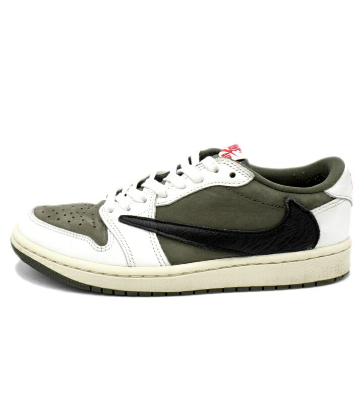 ナイキ NIKE × トラヴィス スコット Travis Scott  エア ジョーダン 1 レトロ ロー OG リバース オリーブ スニーカーカーキ×ホワイト サイズ24cm 50867 