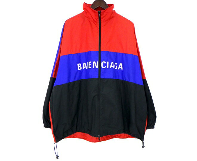 バレンシアガ BALENCIAGA 19SS 【 534317 TYD33 】 リップストップ ウィンドブレーカー ジャケット レッド×ブルー×ブラック サイズ46 50865 【中古】