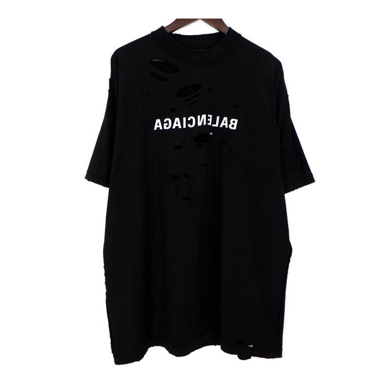 バレンシアガ BALENCIAGA  デストロイ Tシャツ ブラック サイズ2 49249
