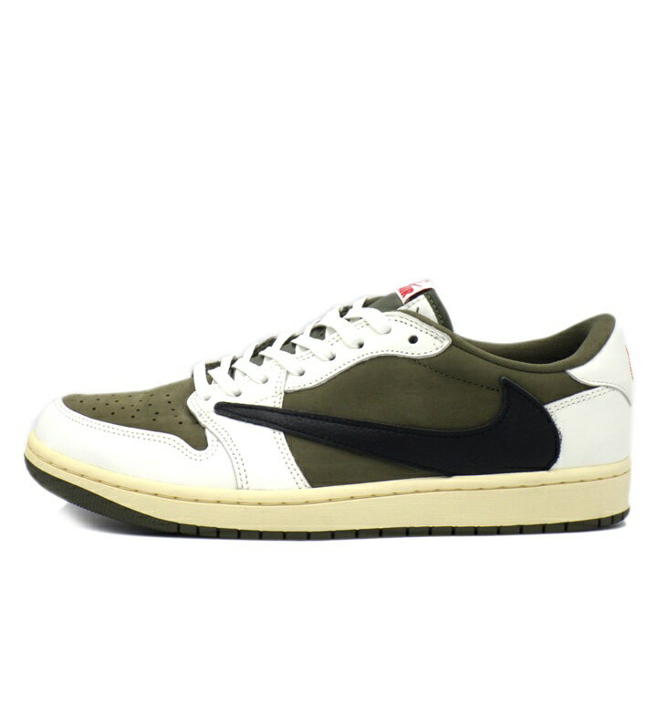 ナイキ NIKE × トラヴィス スコット Travis Scott  エア ジョーダン 1 レトロ ロー OG リバース オリーブ スニーカー カーキ×ホワイト サイズ28cm f31430 