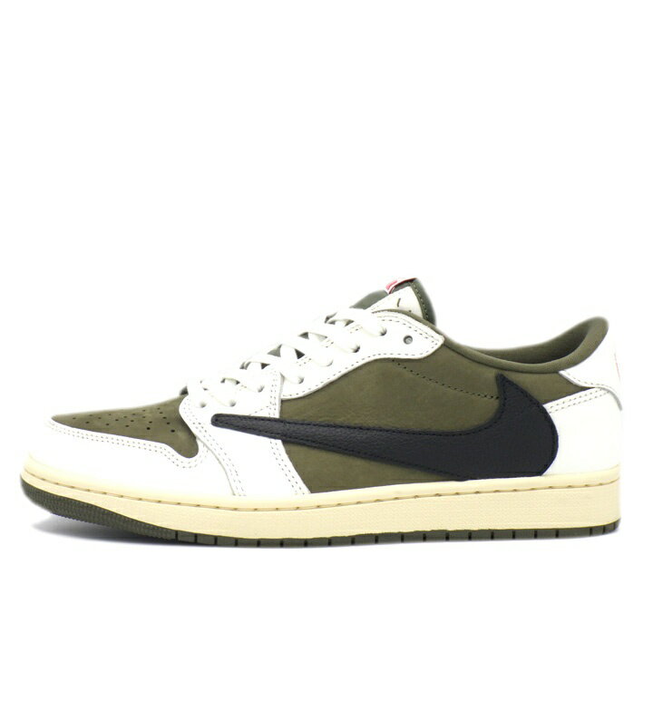 ナイキ NIKE × トラヴィス スコット Travis Scott  エア ジョーダン 1 レトロ ロー OG リバース オリーブ スニーカー カーキ×ホワイト サイズ27cm f31449 