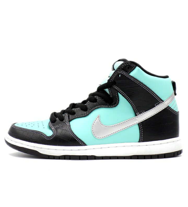 ナイキ NIKE × ダイヤモンド サプライ Diamond Supply 【 SB DUNK HIGH Tiffany 653599 400 】 SB ダンク ハイ ティファニー スニーカー ライトブルー×ブラック サイズ27.5cm h8361【中古】