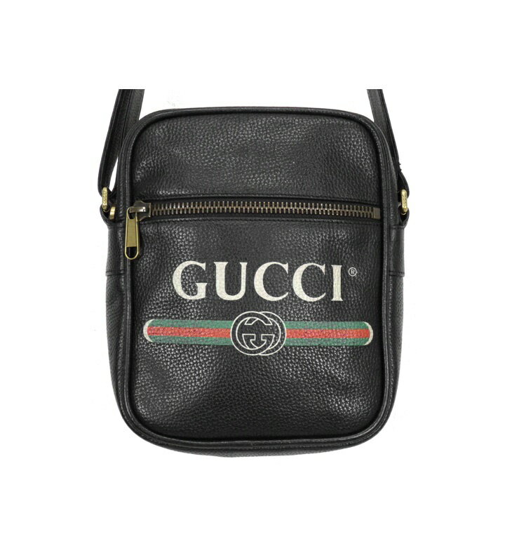 gucci///////////////\' - グッチ GUCCI 【 523591 】 ヴィンテージ ロゴ プリント レザー ショルダー バッグ ブラック s6036 【中古】