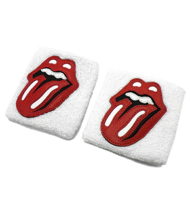 クロムハーツ CHROME HEARTS × ザローリングストーンズ THE ROLLING STONES 【 SWEATBAND WRIST 】 リップアンドタン パッチ リストバンド ホワイト サイズOS 51050【中古】