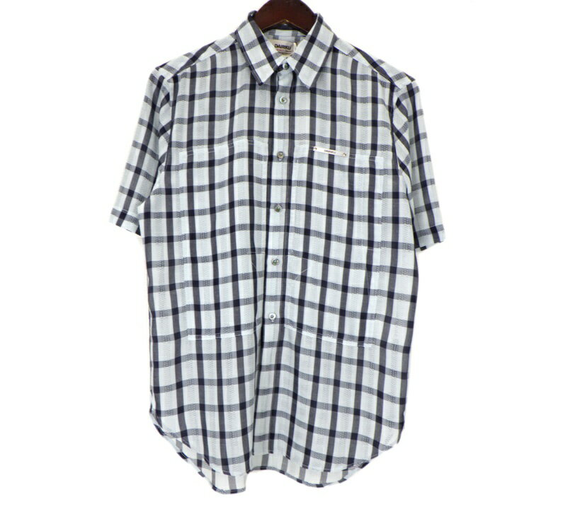 ダイリク DAIRIKU 26SS  シースルー チェック 半袖 シャツ　ライトブルー×ブラック　サイズS　51146