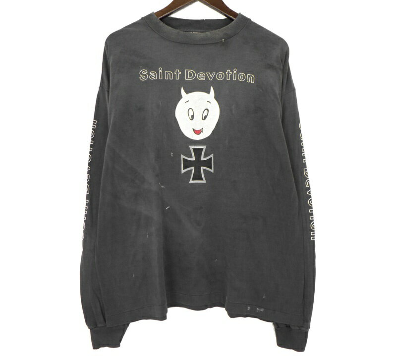 セントマイケル SAINT MICHAEL 26SS  ヴィンテージ加工 セイント ディボーション 半袖 Tシャツ　ウォッシュブラック　サイズXL　51408