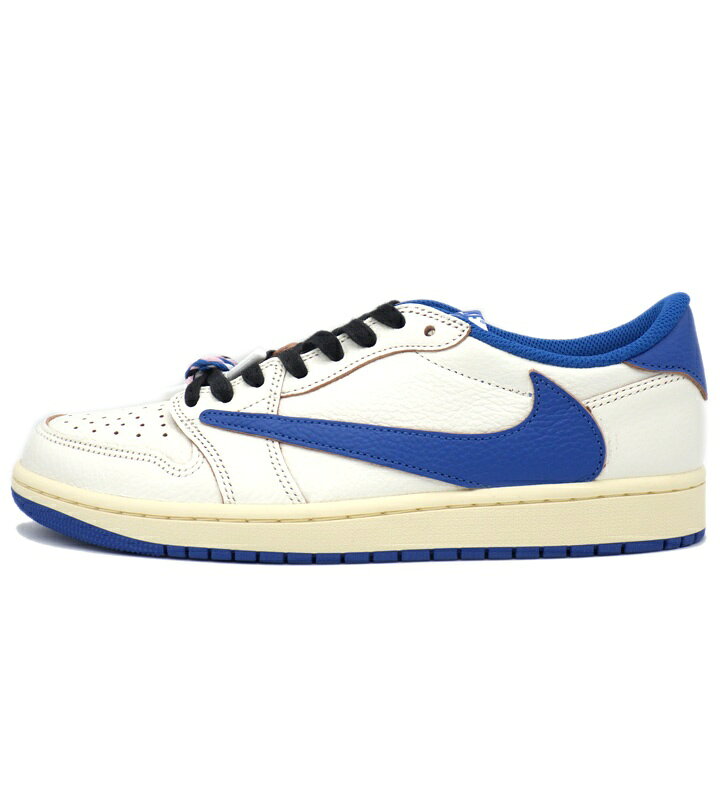 ナイキ NIKE × トラヴィス スコット Travis Scott × フラグメント Fragment  エア ジョーダン 1 ロー セイル ミリタリー ブルー スニーカー ホワイト×ブルー サイズ28cm h8621