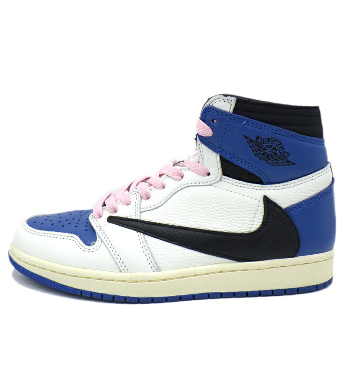 ナイキ NIKE × トラヴィス スコット Travis Scott × フラグメント Fragment  エア ジョーダン 1 ハイ ミリタリー ブルー スニーカー ホワイト×ブルー×ブラック サイズ24.5cm 51890 