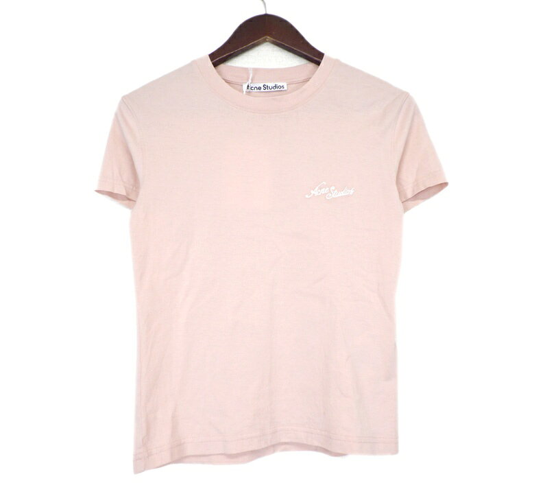 アクネストゥディオズ Acne Studios  フロント ロゴ 刺繍 半袖 Tシャツ ピンク サイズXXS w27534 