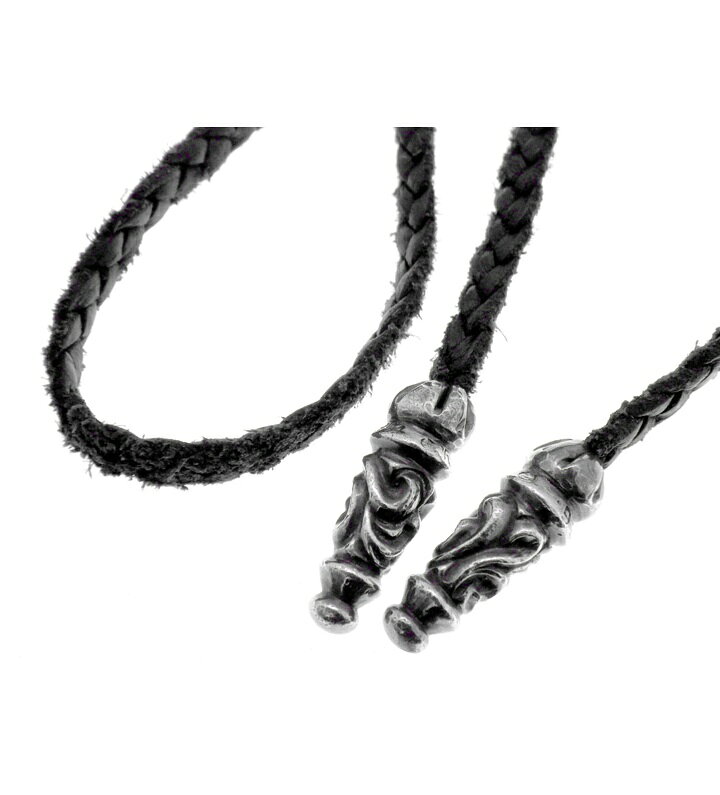 クロムハーツ CHROME HEARTS  ラージ スクロール レザー ブレード ネックレス ブラック×シルバー サイズLARGE 51907 