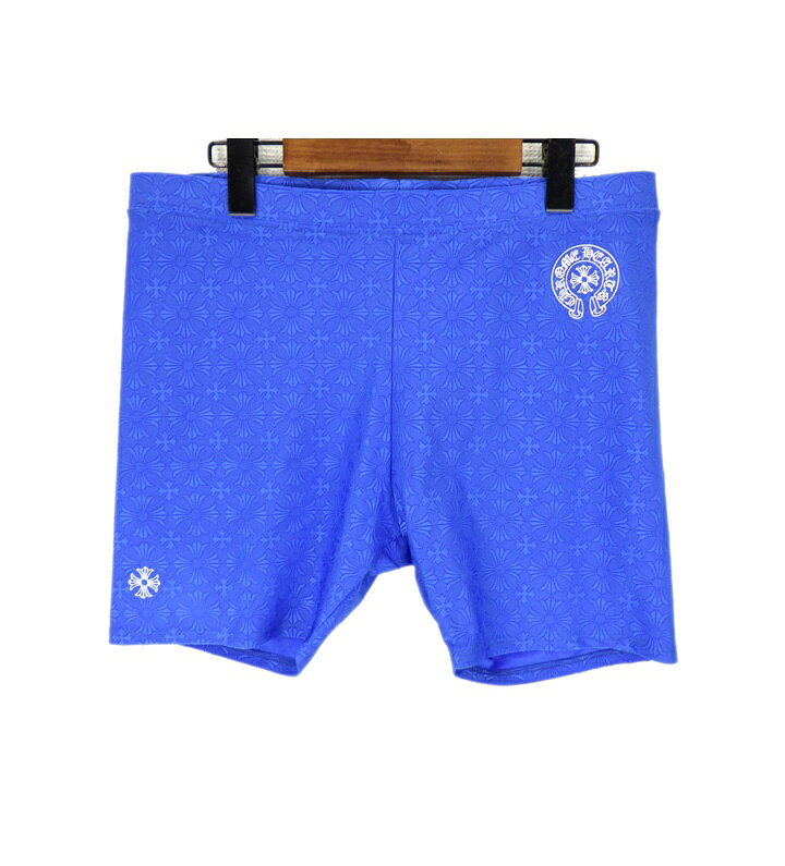 クロムハーツ CHROME HEARTS CH プラス 総柄バイカー スパッツ ハーフ パンツ バイク ショーツ ブルー サイズXL 52051 【中古】