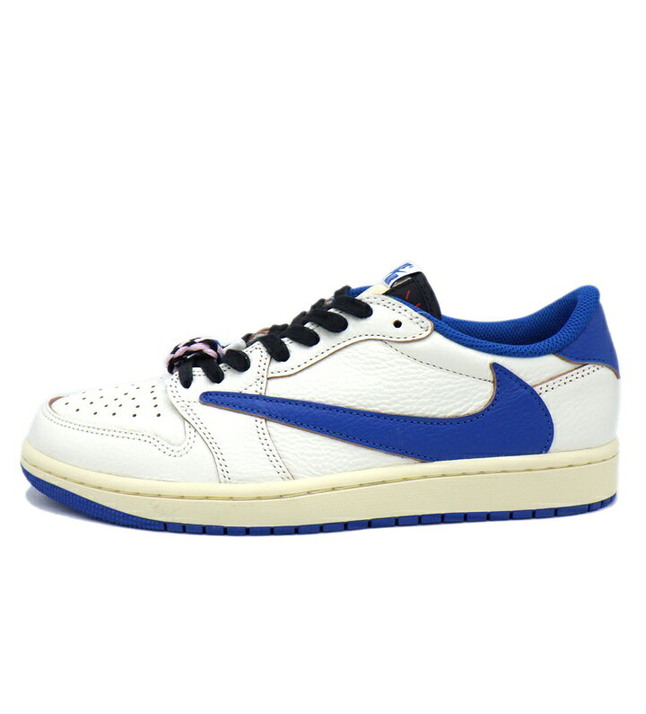 ナイキ NIKE × トラヴィス スコット Travis Scott × フラグメント Fragment 【 AIR JORDAN 1 LOW OG Sail Military Blue DM7866 104 】 エア ジョーダン 1 ロー セイル ミリタリー ブルー スニーカー ホワイト×ブルー サイズ27cm h9182【中古】