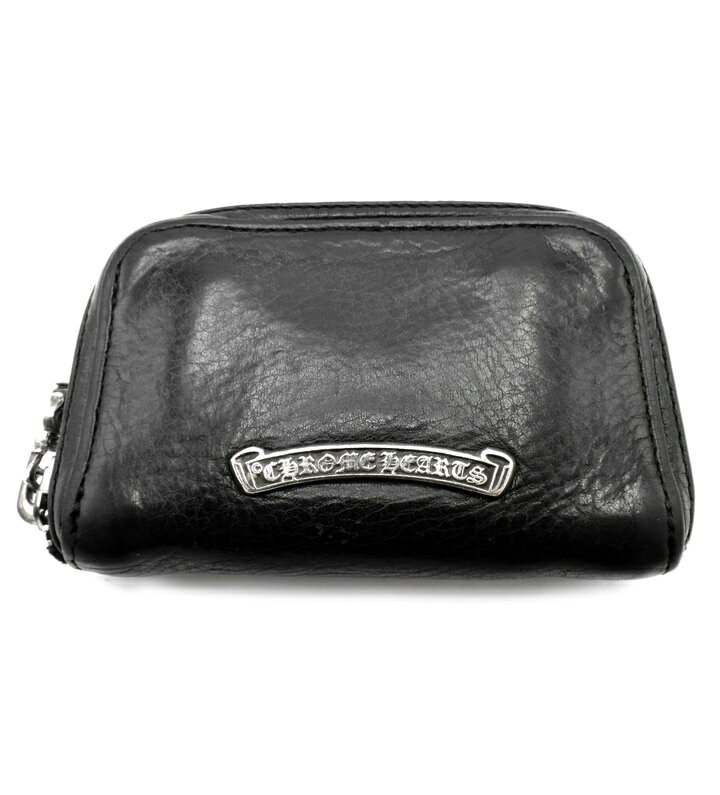 クロムハーツ CHROME HEARTS 【 COIN CASE 】 ダガー ラウンド ジップ レザー コインケース　ブラック　54101【中古】
