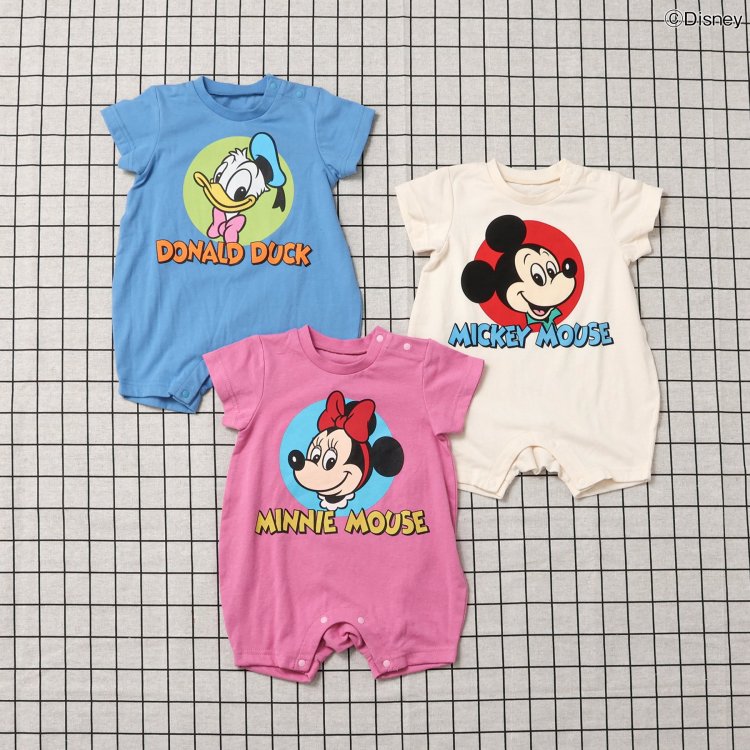 【スーパーSALE限定20％OFF】【送料無料】ディズニーキャラクターロンパース BREEZE ベビー服 半袖 かわいいベビー服 赤ちゃん服 ベビーロンパース 新生児 ディズニー ロンパース ミッキー ミニー ドナルド ディズニーグッズ かわいい おしゃれ 赤ちゃん用 可愛い