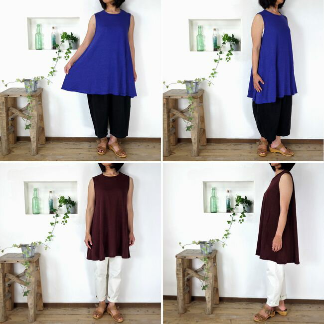 5％OFFクーポン配布中 【追跡メール便無料】 ■SALE商品■ prit プリット 40/1ヨーロッパリネン天竺 ノースリーブ フレアーチュニック 92867