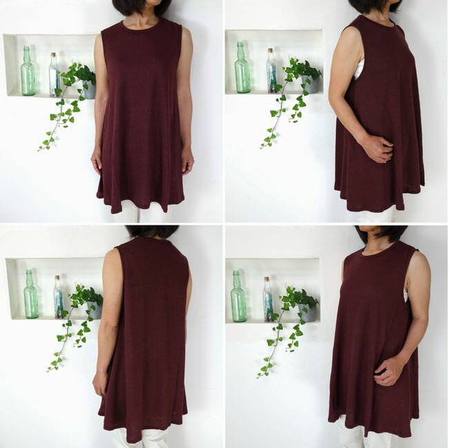 5％OFFクーポン配布中 【追跡メール便無料】 ■SALE商品■ prit プリット 40/1ヨーロッパリネン天竺 ノースリーブ フレアーチュニック 92867