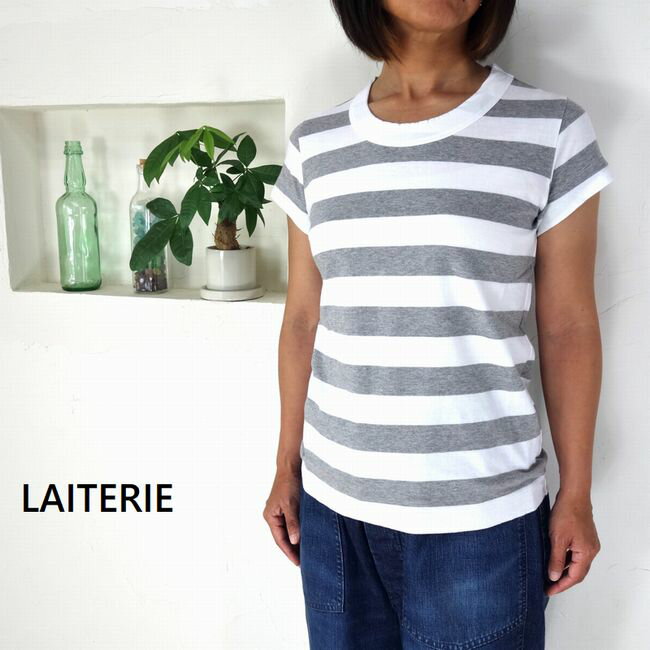 5％OFFクーポン配布中  LAITERIE(レイトリー) nouvelles du paradis パラディ ふわふわ天竺ボーダー フレンチスリーブ Tシャツ PCT-11A