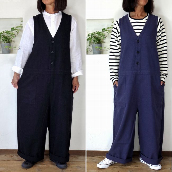 5％OFFクーポン配布中 clip.tab クリップタブ ウォッシュリネンコットン 深Vサロペット 3244O-003【SMTB-ms】