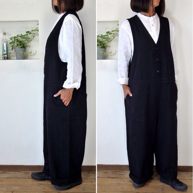 5％OFFクーポン配布中 clip.tab クリップタブ ウォッシュリネンコットン 深Vサロペット 3244O-003【SMTB-ms】