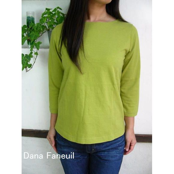 樂天商城 - 5％OFFクーポン配布中 【追跡メール便無料】 ■SALE商品■ Dana Faneuil ダナファヌル ムラ糸 ボートネック 7分袖Tシャツ D-5715101