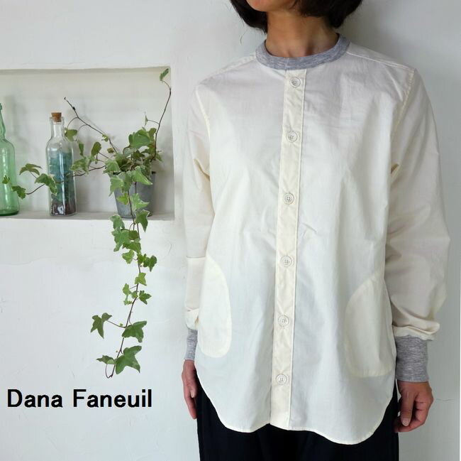 5％OFFクーポン配布中 Dana Faneuil ダナファヌル コットンタイプライター ノーカラー ...