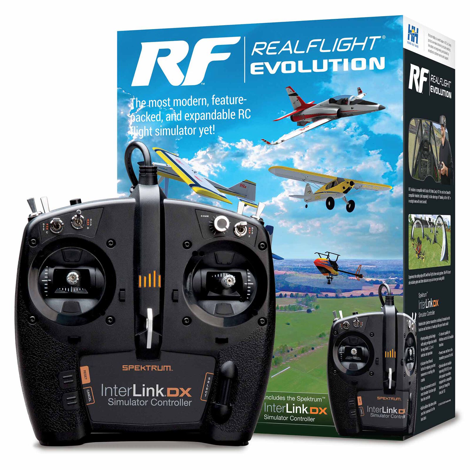 リアルフライト・エボリューション+送信機型USBコントローラー付属 RCフライトシミュレーター（インターリンクDX）Real Flight Evolution RFL2000（日本語取扱説明書付属）ラジコンシミュレーター　ドローン